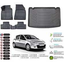 Renault Clio 3 2009 Model Kancalı Esnek Bagaj Havuzu Araca Özel Siyah Paspas Takımı