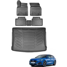 Ford Focus Hatchback 2020 Model Tamir Kitli Bagaj Havuzu+Araca Özel Üretim 3D Havuzlu Paspas