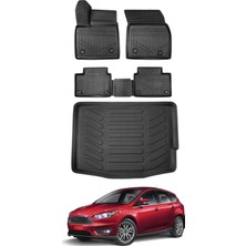Ford Focus 3 Hatchback 2012 Model Bagaj Havuzu Araca Özel Siyah Paspas Takımı