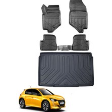 Peugeot 208 2019 ve Sonrası Bagaj Havuzu+Araca Özel Üretim 3D Havuzlu Paspas Takımı