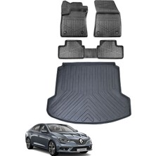 Renault Megane 4 Sedan 2021 Model Çift Cepli Bagaj Havuzu+Araca Özel Üretim 3D Havuzlu Paspas