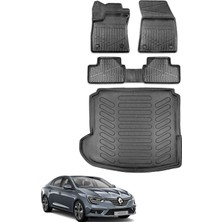 Renault Megane 4 Sedan 2021 Model Sol Cepli Bagaj Havuzu+Araca Özel Üretim 3D Havuzlu Paspas