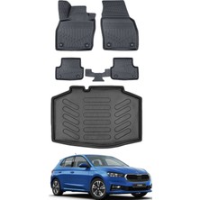 Skoda Fabia 2024 Model Bagaj Havuzu Araca Özel Siyah Paspas Takımı