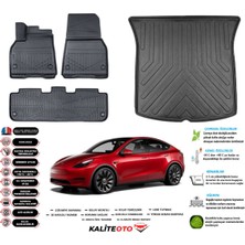 Tesla Model Y 2024 Model Esnek Bagaj Havuzu Araca Özel Siyah Paspas Takımı