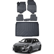 Peugeot 208 2022 Model Bagaj Havuzu Araca Özel Siyah Paspas Takımı