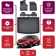 Renault Captur 2022 Model Alt Bagaj Havuzu+4d Araca Özel Havuzlu Paspas Takımıı Maxii