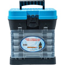 Tabureli Balıkçı Takım Çantası - 4 Çekmeceli - Mavi