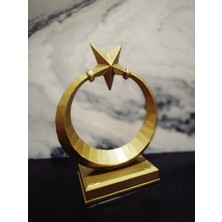 Hediyehanem Ay Yıldız Masa Dekoru Türk Bayrak Masa Ofis Dekoru Biblo Heykel 16 x 12.5 x 6 cm