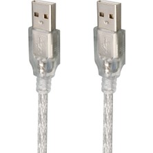 Powermaster 3 Metre 2.0V Şeffaf USB Erkek-Erkek Kablo