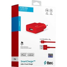 Ttec 2SCS20MK SmartCharger 2.1A Seyahat Şarj Aleti + Micro USB Kablo,Kırmızı