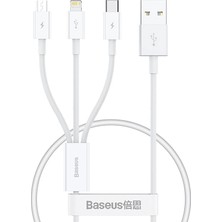 Baseus Superior 3in1 Hızlı Şarj Özellikli USB To M+L+C 3.5A Kablo 0.5m.