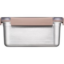 Lockn Lock Paslanmaz Çelik Fırın & Saklama Kabı Kare Kilitli Kahverengi 1,3 lt