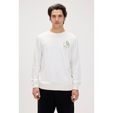 Runway Beyaz Erkek Baskılı Sweatshirt