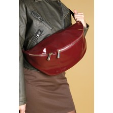 Luvi Venta Bordo Rugan Kadın Büyük Bel Çantası