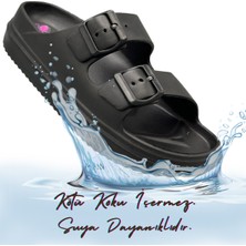 Sermoda Çift Toka Hafif Eva Yazlık Plaj Terliği Havuz Terliği Lavabo Terliği Siyah