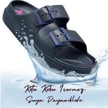 Sermoda Çift Toka Hafif Eva Yazlık Plaj Terliği Havuz Terliği Lavabo Terliği Lacivert