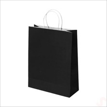 Süsle Bebek ve Parti Büküm Saplı Kraft Çanta 42  x  31  x  12  cm , Siyah - 1 Adet