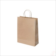 Süsle Bebek ve Parti Büküm Saplı Kraft Çanta 32  x  26  x  12  cm , Natürel - 1 Adet