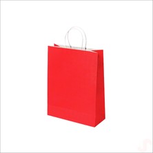 Süsle Bebek ve Parti Büküm Saplı Kraft Çanta 32  x  26  x  12  cm , Kırmızı - 1 Adet