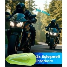 Kask Intercom 5.3 Motosiklet Kask Kulaklık Intercom Işıklı Motorsiklet  Yeşil CT60