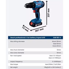 Bosch Gsb 183 Li Çift Bataryalı Darbeli Akülü Vidalama, Bosch 173 Parça Matkap Ucu Seti ve Metre