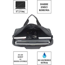 Meschain Su Geçirmez Kumaş Darbe Emici Koruma 17,3 Inç Laptop Evrak Çantası