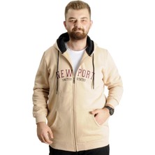 ModeXL Mode Xl Büyük Beden Erkek Kapüşonlu Sweatshirt New Port 23546 Bej