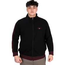 ModeXL Mode Xl Siyah Erkek Hırka Fermuarlı Dik Yaka Büyük Beden Günlük Kullanım İçin Uygun