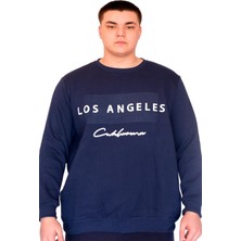 Mode Xl Büyük Beden Erkek Sweatshirt Bisiklet Yaka Los Angeles U24561 Indigo