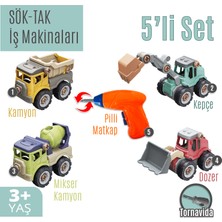 Eğitici Sök-Tak Oyuncak Iş Makineleri Pilli Matkaplı 145 Parça 5'li Set