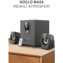 Rgb Işıklı Bilgisayar Hoparlörü Şık Görünümlü Bluetooth 2+1 Speaker Hoparlör