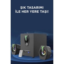 Rgb Işıklı Bilgisayar Hoparlörü Şık Görünümlü Bluetooth 2+1 Speaker Hoparlör