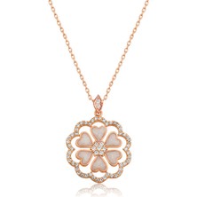 HS Demirci 925 Ayar Gümüş Kalp Çiçek Kadın Gümüş Kolye