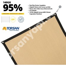 Torsan Gölgeleme Filesi – 95Lik Çit Filesi – Şerit Halka – Krem Renk - 3 Metre x 4 Metre