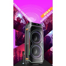 Taşınabilir Rgb Bluetooth USB Sd Tws Parti Karaoke Microfon Hoparlör Sesbombası 2X10INC 100WMAXPOWER