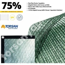 Torsan Çit Ağı – 75 Lik Gölgelik File – Siyah Şeritli Halkalı – Yeşil Renk - 1 Metre x 20 Metre