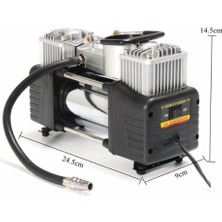 Araç Oto Lastik Şişirme Kompresörü Hava Pompası Metal Çift Silindirli Profosyonel Çantalı