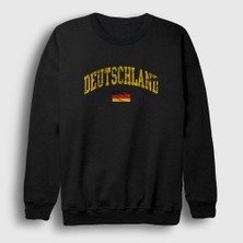 Presmono Unisex Siyah Deutschland Almanya Bayrağı Sweatshirt