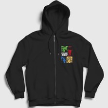 Presmono Unisex Siyah Crew Anime Cowboy Bebop Fermuarlı Kapüşonlu Sweatshirt