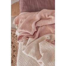 Cocoon Pamuk 4 Kat Müslin Koltuk Şalı Mercan / Açık Pembe 130X170