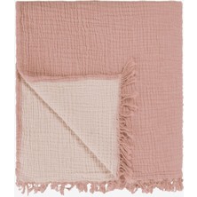 Cocoon Pamuk 4 Kat Müslin Koltuk Şalı Mercan / Açık Pembe 130X170