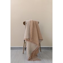 Cocoon Pamuk 4 Kat Müslin Koltuk Şalı Taba / Açık Kahve 130X170