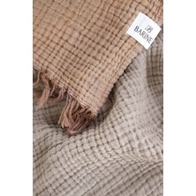 Cocoon Pamuk 4 Kat Müslin Koltuk Şalı Taba / Açık Kahve 130X170