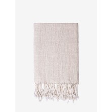 Barine Linen Herringbone Keten Koltuk Şalı Naturel 130 x 170