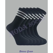 Moda Socks 6'lı Spor Antrenman Çizgili Tenis Çorap erkek siyah