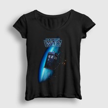 Presmono Kadın Siyah Space Tardis Doktor Dr Doctor Who T-Shirt