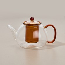 Tohana Borosilikat Cam Bitki Çayı Demliği - Şeffaf / Turuncu - 900 ml