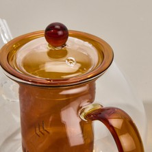 Tohana Borosilikat Cam Bitki Çayı Demliği - Şeffaf / Turuncu - 900 ml