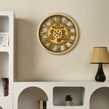 Galaxy Çarklı Duvar Saati - Krem / Altın - 50 cm
