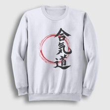 Presmono Unisex Beyaz Circle Aikido Ufc Mma Dövüş Sanatları Sweatshirt